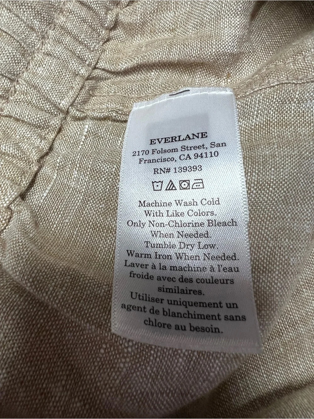 Everlane The Cargo Curve Pant in Linen Cornstalk Chambray Drawstring Size S NWOT